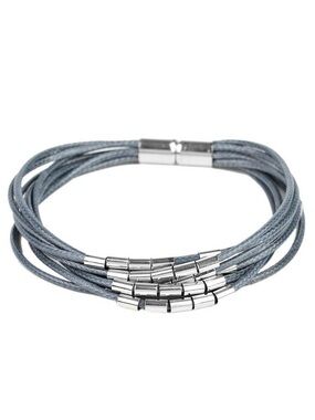 Lay Low - Silver Accent Gray Cording Magnetic Bracelet